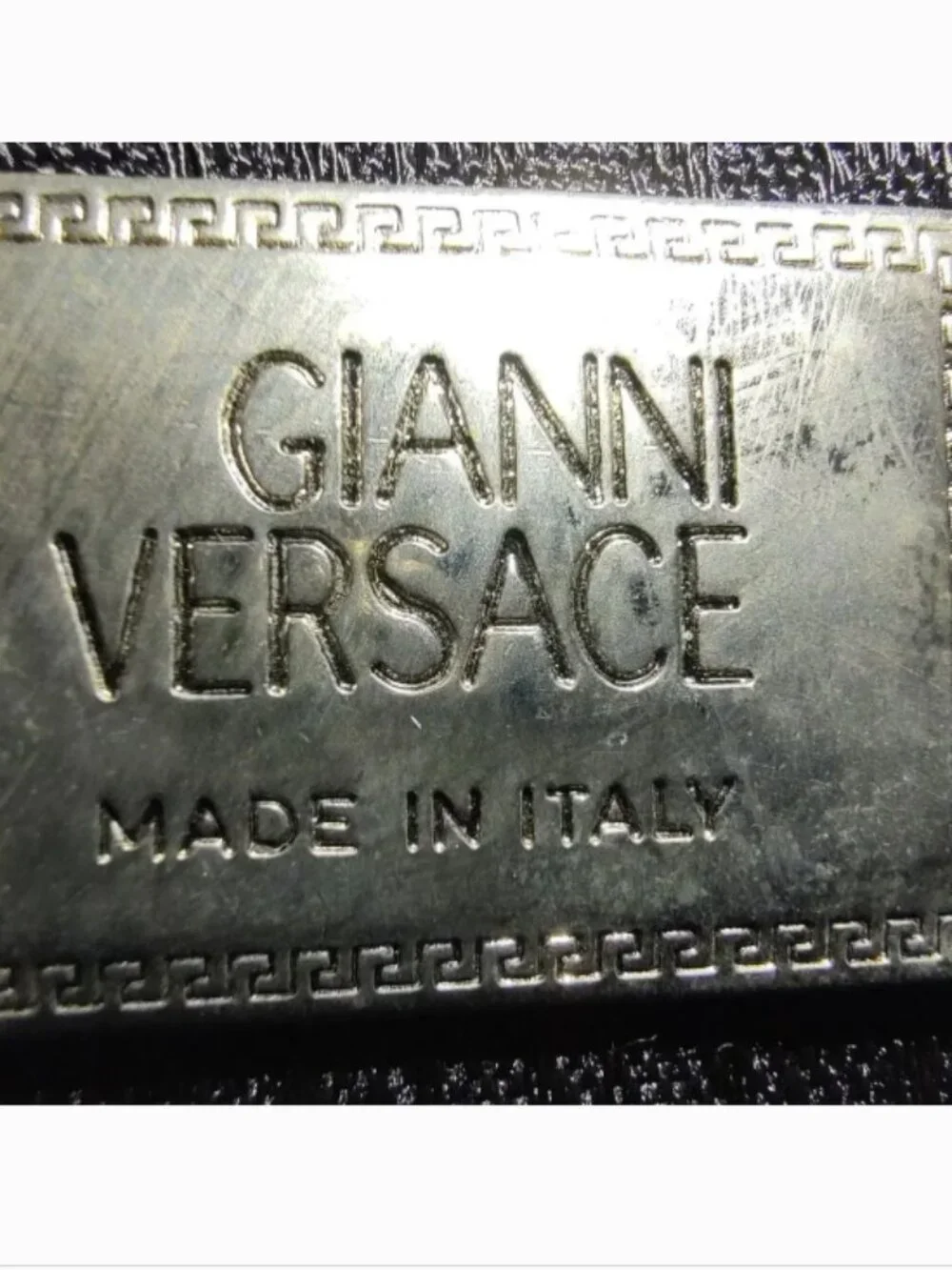 Gianni Versace vintage leather clutch silvertone hardware EUC